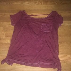 Red short sleeve open back shirt